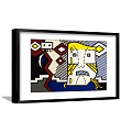 Black Framed Abstract Painting With Geometric Shapes Abstract Face And Bold Lines