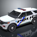White Police Utility Vehicle With Roof Lights SUV Design And Body Lettering