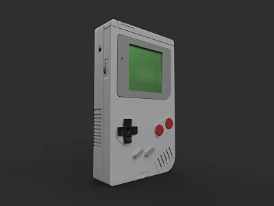 White Handheld Game Console With Green Screen Black D-pad And Red Buttons 3d model
