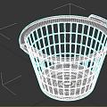 White Plastic Storage Basket With Grid Design And Handles For Home Organization