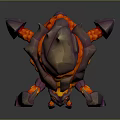 Lava Spider Creature With Purple Legs And Spiked Carapace Fiery Orange Red Interior