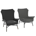 Stylish Black Leather Leisure Chair With Checkered Pattern And Wooden Legs