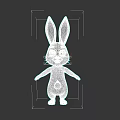 Cute 3D Cartoon Rabbit Character With Big Ears Green Eyes And Smiling Face