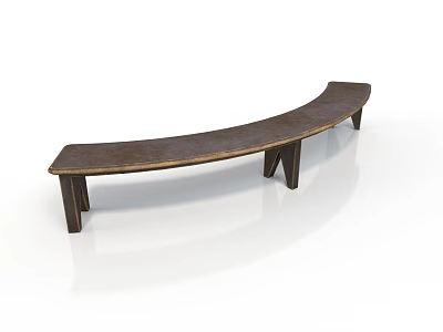 Curved Wooden Bench With Simple Design And Sturdy Legs For Home Decor 3d model