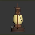 Vintage Copper Kerosene Lamp With Glass Shade And Warm Yellow Light