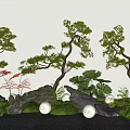Landscape Tree Pine Tree Landscape Stone Micro Terrain Landscape Tree 3d model