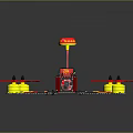 Quadrotor Drone With Red And Yellow Propellers Black Frame And Red Components