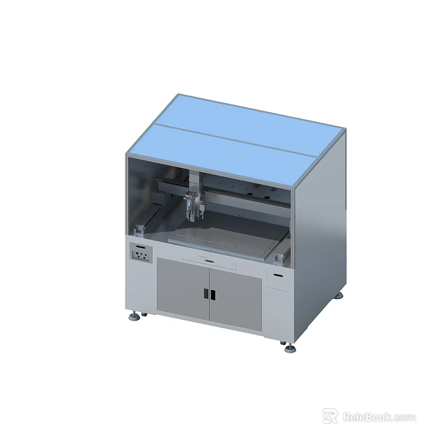 Precision Industrial Equipment With Blue Cover Control Panel And Cabinet Design 3d model 