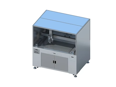 Precision Industrial Equipment With Blue Cover Control Panel And Cabinet Design 3d model