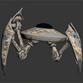 Sci-Fi Alien Character Piloting Metallic Craft With Blue Core And Multiple Mechanical Legs 3d model