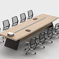 Modern Wooden Conference Table With Black Legs And Ergonomic Mesh Office Chairs