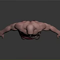 Shirtless Bald Man With Muscular Build Red Loincloth Brown Belt Knee Boots And Gray Background