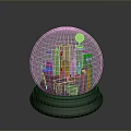 Illuminated Decorative Snow Globe With Mini City Buildings And Black Base