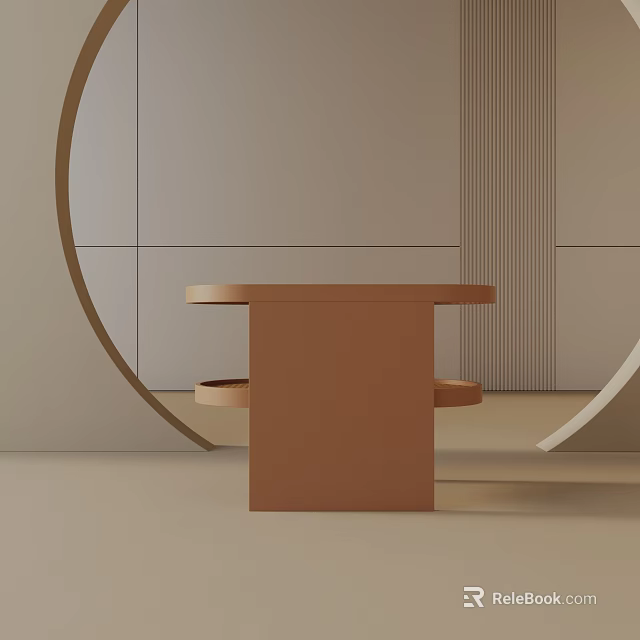 Modern Copper Side Table With Layered Design And Sleek Lines In Neutral Space 3d model