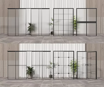 Modern sliding door glass sliding door 3d model