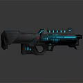 Futuristic Sci Fi Weapon Featuring Blue Glowing Elements And Sleek Design