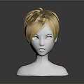 Game and Movie Character White Head Model with Blonde Short Hair and Dark Background