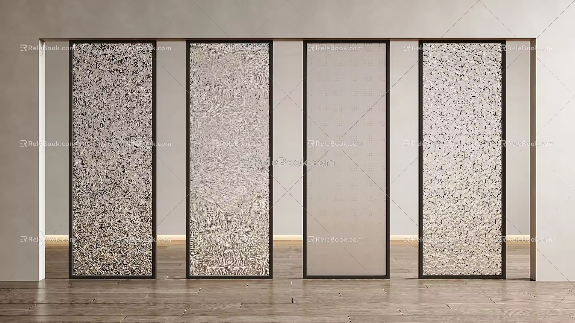 Glass Screen Carved Glass Frosted Glass Partition Carved Glass Screen Frosted Glass Partition 3d model