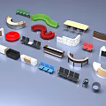 Various Modern Bar Counter Designs With Different Shapes And Colors In 3D Render