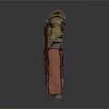 Ancient Battle Armor With Red Cape Golden Shoulder Decor And Ornate Details