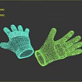 Grey Protective Gloves 3D Model With Reflective Silver Details And Design