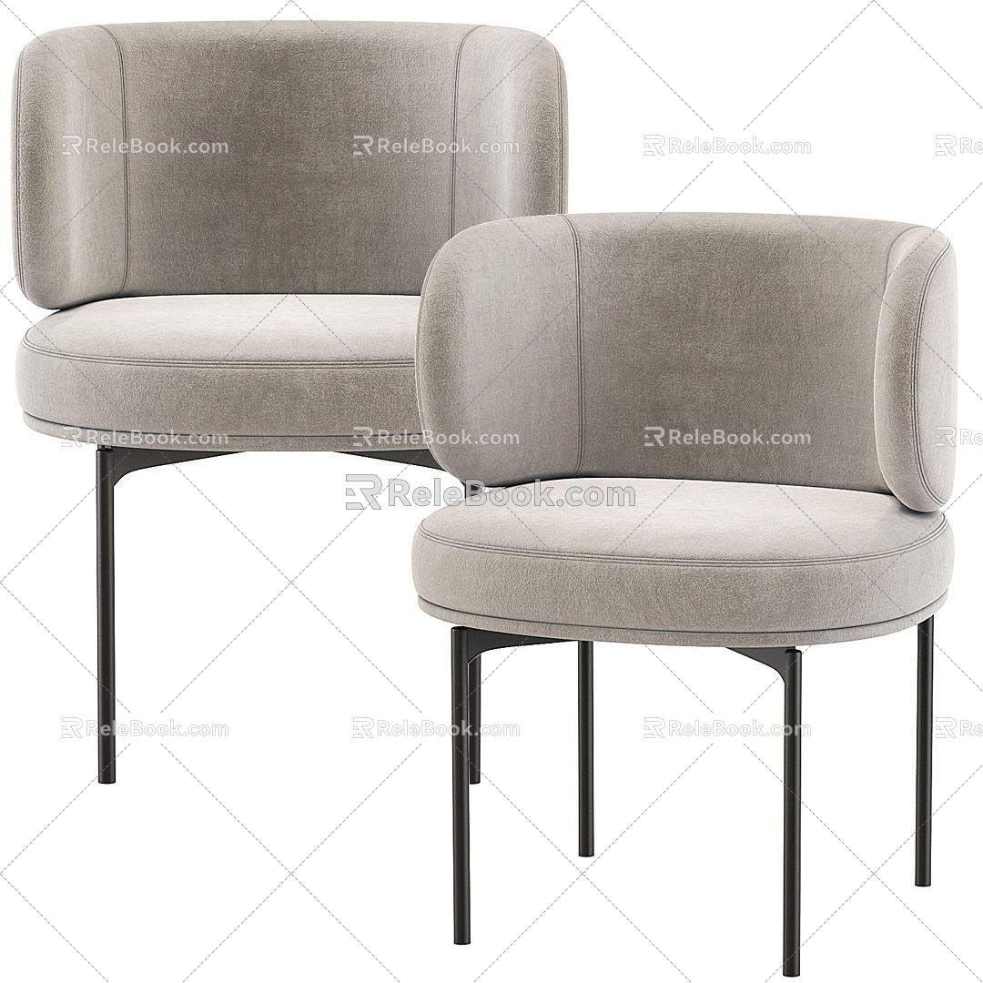 Modern Single Chair Fabric Single Chair 3d model