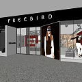 Fashion Clothing Store Interior With Red Walls Black Metal Ceiling And Display Tables