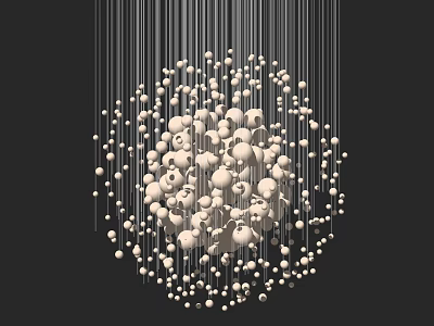Modern Luxury Chandelier with Spherical Design and Metal Wires Against Black Background 3d model