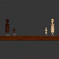Wooden Chessboard Set with Black and White Pieces Arranged on Classic Checkerboard Surface