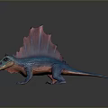 3D Rendered Spinosaurus Dinosaur Model With Blue Body Red Sail And Detailed Scales