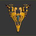 Yellow Futuristic Spaceship Model With Blue Accents And Dual Engines
