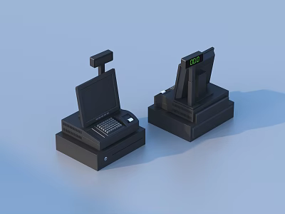 Two Modern Black Kitchen Appliances With Digital Screens And Sturdy Stands 3d model