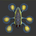 Colorful Blue And Yellow Spotted Octopus Character With Yellow Tipped Tentacles