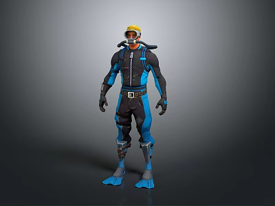 Complete Professional Diving Equipment Set with Helmet Wetsuit Fins and Goggles 3d model