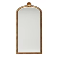 Elegant Arched Top Mirror With Wooden Frame And Woven Detailing