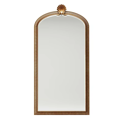 Elegant Arched Top Mirror With Wooden Frame And Woven Detailing 3d model