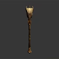 Ornate Golden Hardware Axe With Intricate Wing Design And Carved Handle