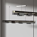 Modern Linear Chandelier With Metallic Frame And Glass Modules For Interior Design 3d model
