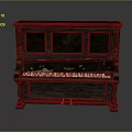 Vintage Wooden Upright Piano With Carved Details And Keyboard Pedals