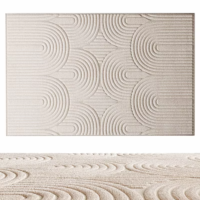 Modern Textured Square Rug With Beige Interlocking Circular Wave Patterns Design 3d model