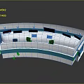 Modern Computer Console With Curved Design Multiple Seats And Blue White Accents