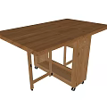 Wooden Dining Table With Rectangular Top And Storage Cabinet On Wheels