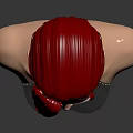 Female Character 3D Bust With Pink Hair Green Eyes Silver Collar And Earrings