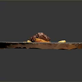 Tender Roasted Pig Meat Served with Golden Potatoes on Blue Plate