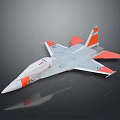 White And Orange Fighter Jet Model With Tail Wing And Shiny Surface