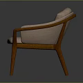 Modern Single Sofa With Wooden Frame Beige Upholstery And Curved Backrest Cushion