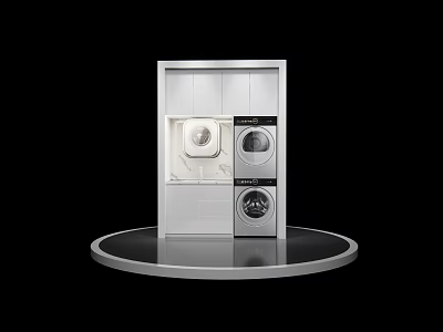 Modern Balcony Cabinet With Washing Machine Compartment And Storage Space 3d model