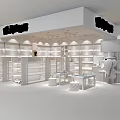 Modern Shopping Mall Store With White Interior Shelves And Elephant Decor