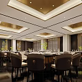 Luxurious Private Dining Room With Modern Lighting And Elegant Decor 3d model