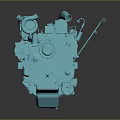 Blue Engine Model Featuring Detailed Mechanical Parts And Industrial Components 3d model